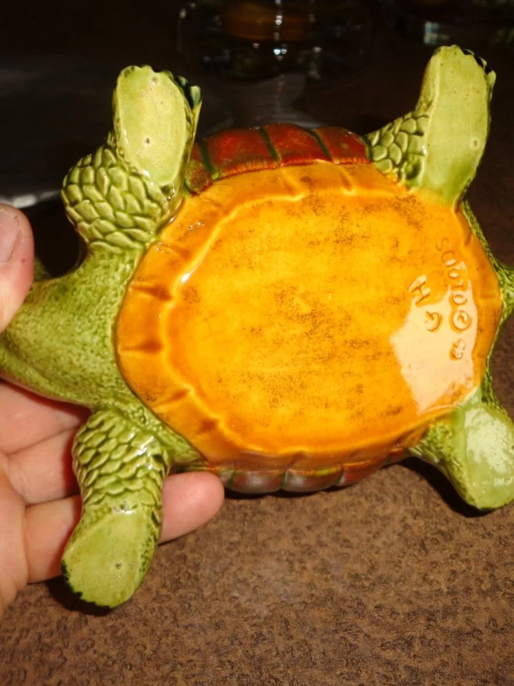 Ceramic Turtle Glazed Brown/Green
